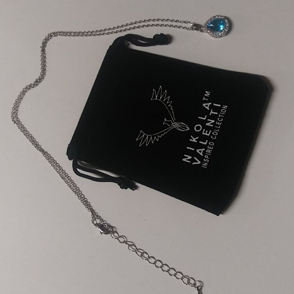 Nikola Valenti white gold plated Austrian blue gem - Picture 9 of 15